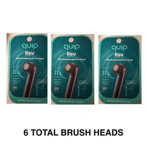 Quip Rev Oscillating Electric Toothbrush Head, Adult Compact Head Refill, Black